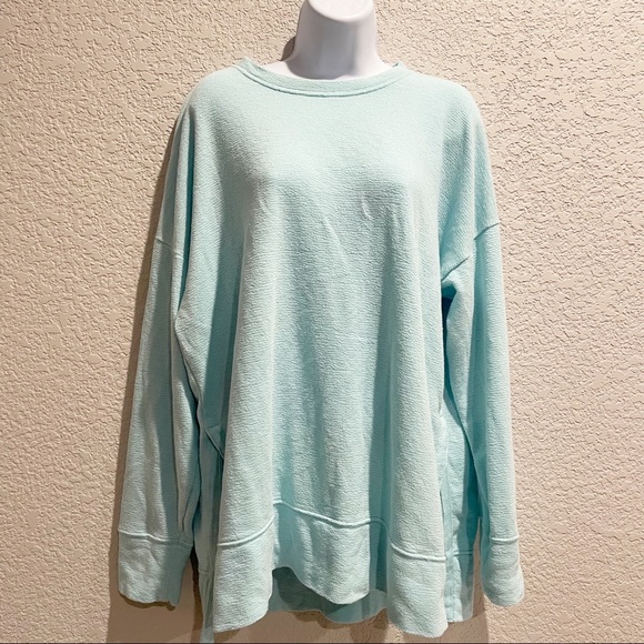 aerie Tops - aerie | teal blue oversized crewneck sweatshirt